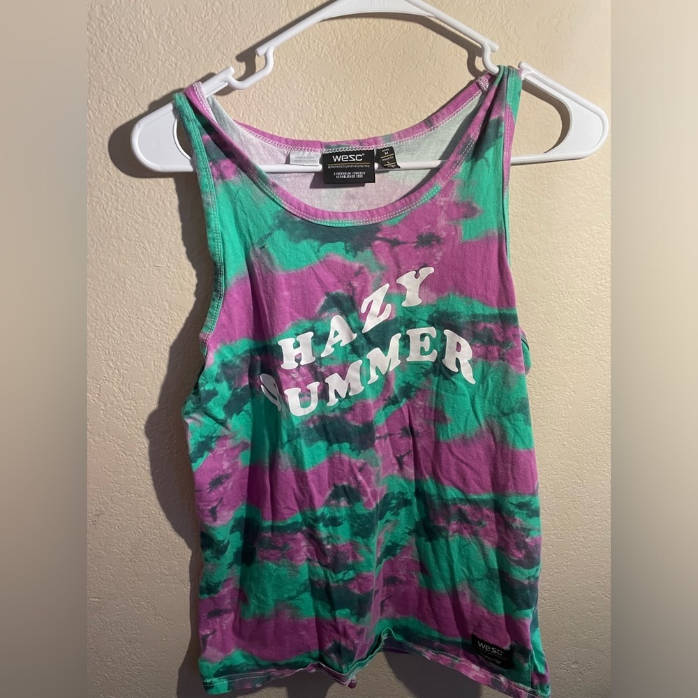 WESC Hazy Summer Tie Dye Purple /Green Tank Too-Medium